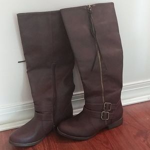JustFab Nima Boots Brown 6.5 Double Buckle Zip